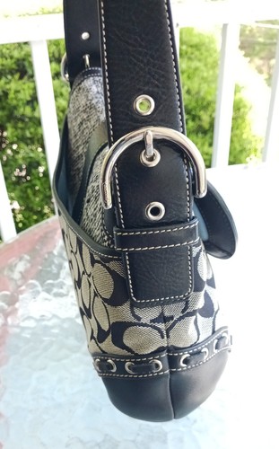 Coach 10425 MEDIUM Vintage Soho Black Leather, Tweed and Signature C Canvas - Picture 5 of 19