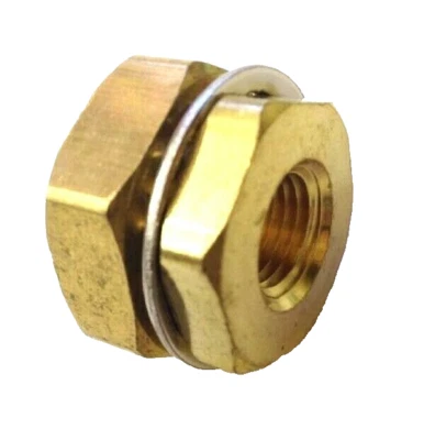 KARCHER Brass Bulkhead Fitting 1/4 Female NPT x 3/4" Dia. x 0.94" Long - USA Made