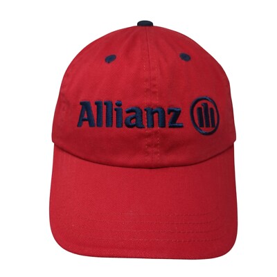 Allianz Strapback Hat Red One Size Adjustable Embroidered 6 Panel Imperial