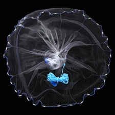 10ft Fishing Cast Net 0.47in Mesh Bait Easy Throw Hand Cast Strong Nylon Line