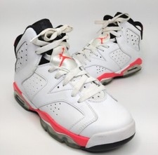 Nike Air Jordan 6 Retro BG White Infrared 384665-123 Youth Sz 5Y Women's Sz 6.5