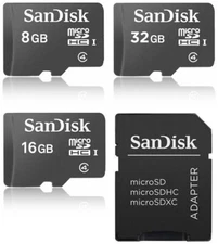SanDisk 16GB 32GB microSDHC Class 4 microSD micro SD SDHC C4 Card Bulk w/Adapter