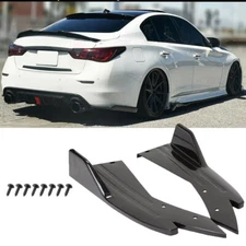 Rear Diffuser Bumper Splitter Canard Lip Side Skirts Black For Infiniti Q50 Q60