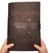 LARGE Leather Photo Album Vintage 4x6 5x7 Scrapbook Rustic Old World Style Album