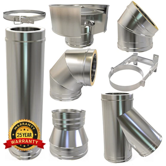 Twin Wall Chimney Pipe Stainless Steel for Wood Burning 6 inch Multi fuel  Stoves | eBay