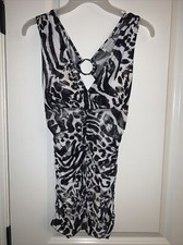 Womens Juniors ruched animal print sparkly shiny mini dress size S