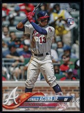 2018 Topps Update SSP #US250 Ronald Acuna Jr. 5x7 RC White Jersey Bat #d 20/49