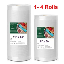 Vacuum Seal Bags Roll 8"x50' 11"x50' Embossed Food Saver Sealer Storage BPA Free
