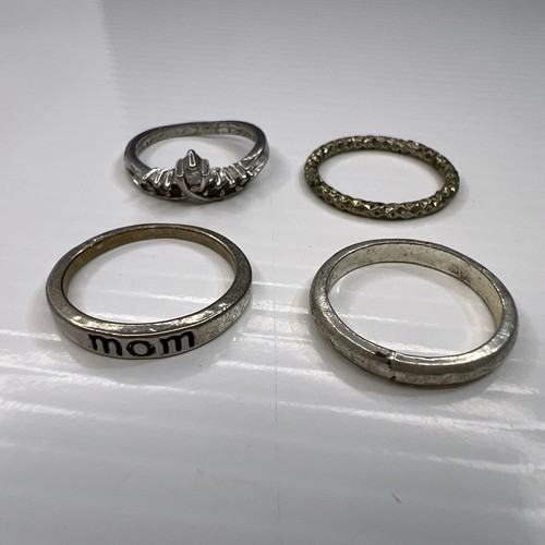 Set silberfarbene MOM Diadem Kristalle Bänder Boho Hippie Retro Ringe Größe 7/7,5