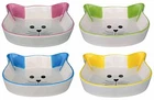 Trixie Ceramic Bowl Cat Face 0.25L Litres 12cm / 4" Blue Green Yellow Pink