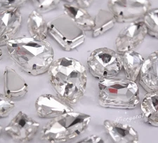 Mixed Shapes Sizes Crystal Clear Rhinestone Settings Sew On Crystals Glass