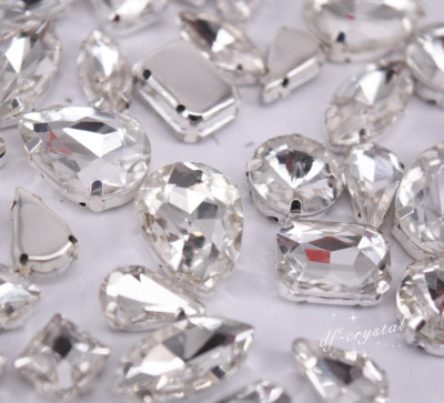 Mixed Shapes Sizes Crystal Clear Rhinestone Settings Sew On Crystals Glass