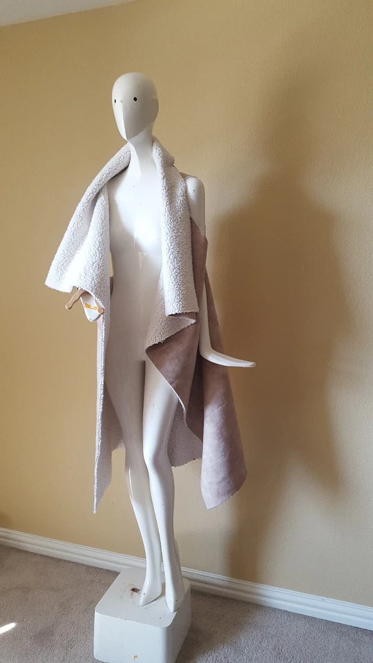 Nuevo con etiquetas Talla libre hasta XL imitación gamuza Sherpa color neutro chaleco abrigo vestido blusa 2 tonos Foto 2 de 4