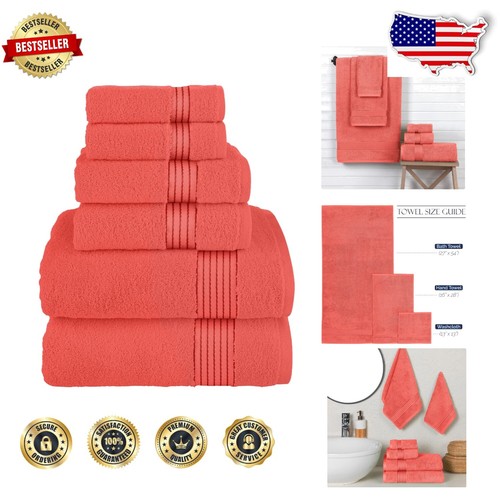 6-teiliges modernes Koralle Handtuch Set - weiche, saugfähige & lichtbeständige türkische Baumwolle