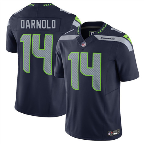Camiseta deportiva cosida limitada Sam Darnold Navy 2024 F.U.S.E Vapor para hombre #14