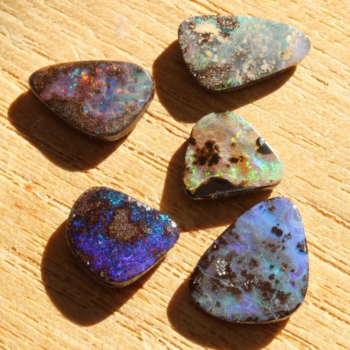 Boulder opal 11.83ct set of 5 Australian natural solid loose stone Winton parcel - Picture 8 of 10