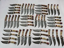 LOT OF 25 8 INCH HANDMADE DAMASCUS STEEL SKINNER KNIFE STAGANTLER W/SHEATH A1