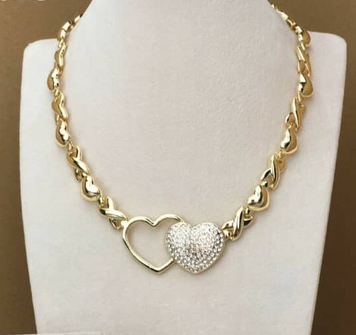 Abrazos y besos xL Corazón Helado Hueco Oro 14k Collar Anillo Pulsera 93 - Imagen 3 de 25