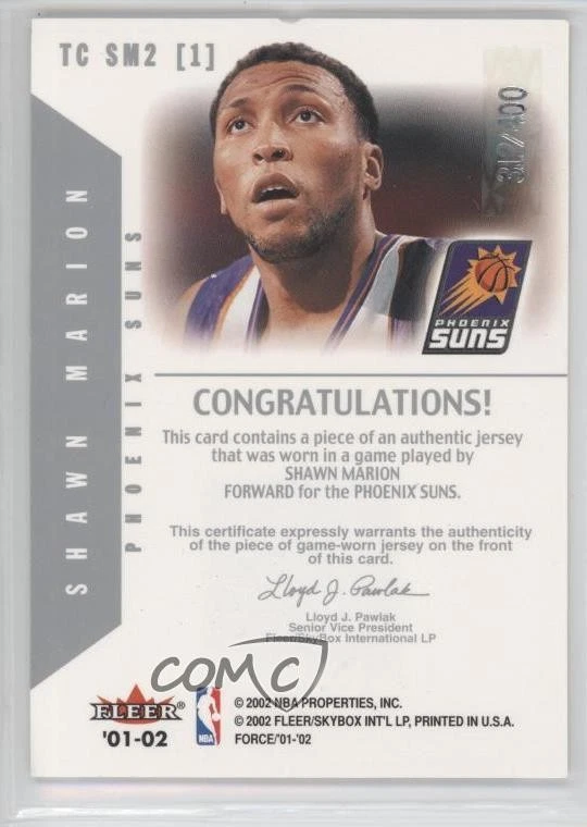2001-02 Fleer Force True Colors Jerseys 1st Color /400 Shawn Marion #TCSM2[1] - Image 2 of 2