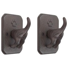 Cast Iron Dog Tail Wall Hooks - Heavy Duty Rustic Dog Leash Holder, Wall Moun...