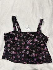 Lane Bryant Floral Sleeveless Camisole Tank Black Purple Blue Plus Size 18/20