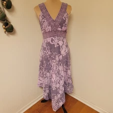 I.N.C. Purple Silk V Neck Dress Y2K Size 8
