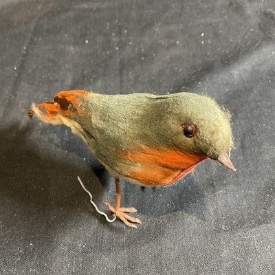 Vintage Rotkehlchen Vogel weiche Faser echte Federn Christbaumschmuck Deko