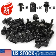 35 Pcs Splash Shield Fasteners Kit w/ Bolts U-Nuts Push Clips Universal Fit New