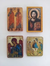  Orthodox Icons (Set of Four Miniature Handmade Wooden  Icons)