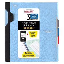 Five Star Advance 3-Subject Spiral Guard Notebook: 8-1/2 in. x 11 in. Light Blue