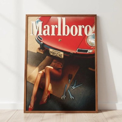 Vintage Sports Car Pin Up Poster, Retro Automotive Wall Art