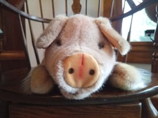 Vintage Steiff Molly Schwein Pig Plush 0360/45 Blue Eyes Brass Button Tag 18