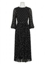 Zimmermann Sunray Long Sleeve Polka Dot Midi Dress Black
