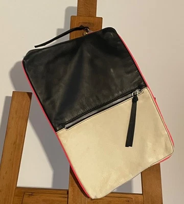 Vintage H&M Echtleder Tasche⭐️black/white⭐️neonpink⭐️super selten⭐️unbenutzt🌲🎁 - Bild 1 von 4