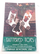 Vtg 1995 Indygo Junction Tattered Toes Pattern for 3 Christmas Stockings IJ372