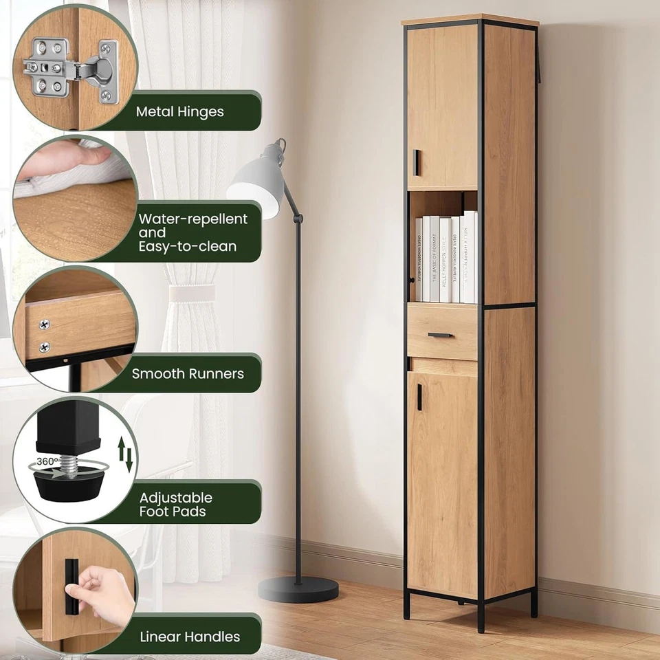 Badezimmerschrank Hochschrank Badschrank Nischenschrank Schublade verstellbaren - Bild 4 von 4