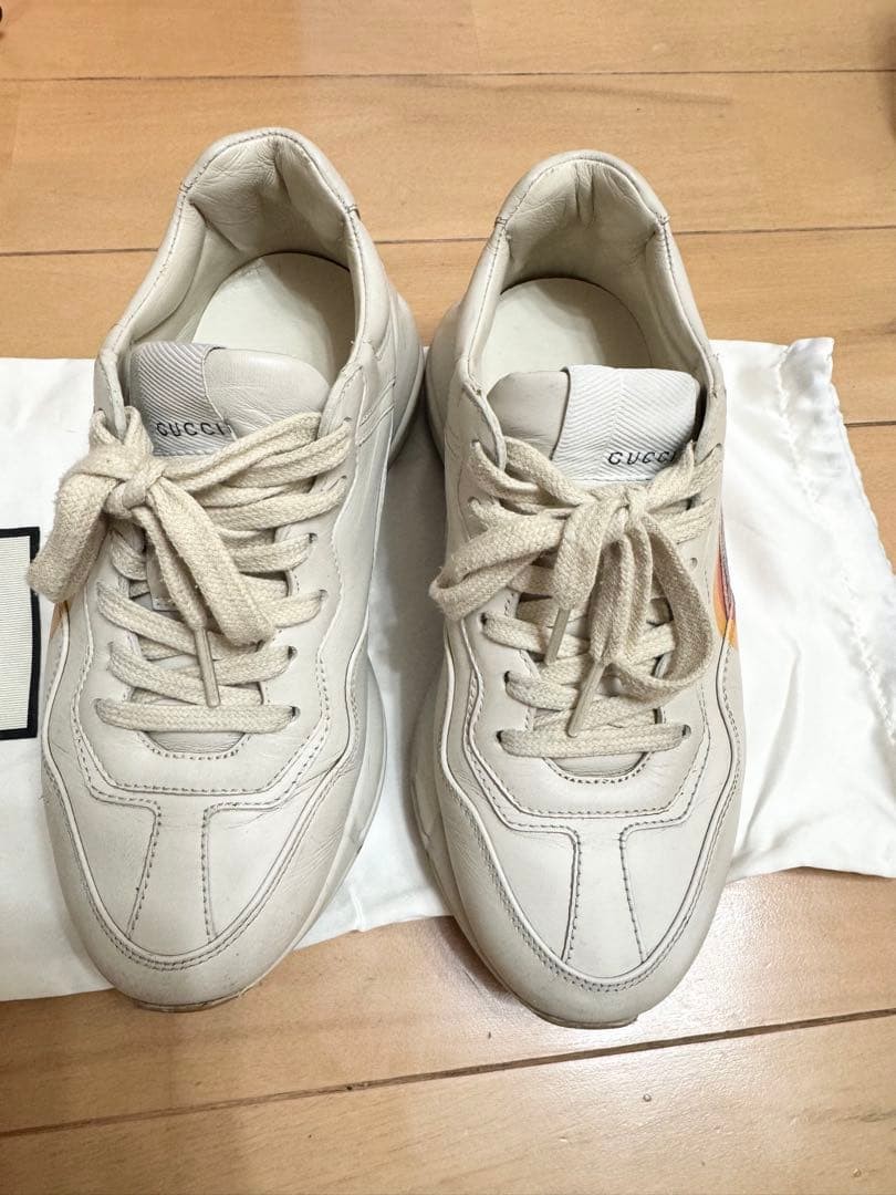 Auth Gucci Leather Low cut Sneakers Ivory Logo Print EU34.5 US4.5 UK1.5 Women thumbnail 12