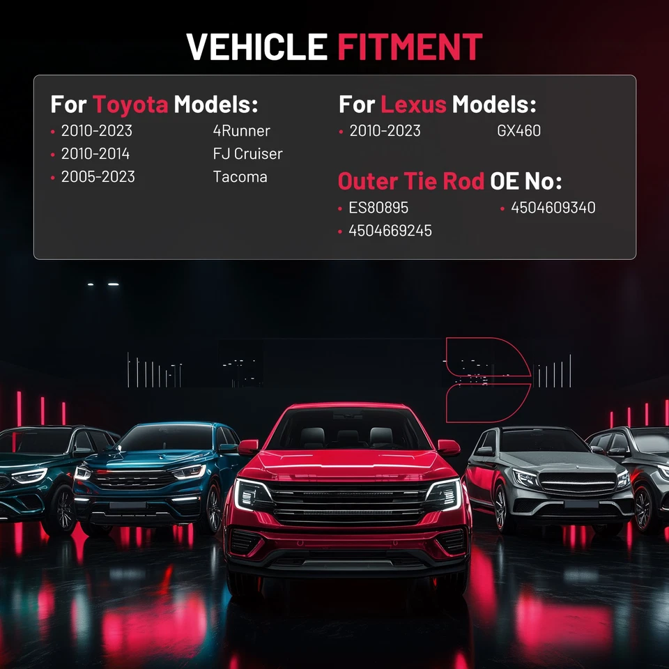 Varillas de amarre externas delanteras izquierda derecha para Lexus GX460 Toyota 4Runner FJ Cruiser Tacoma Foto 2 de 4