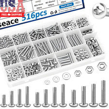 516Pcs Nuts and Bolts Assortment Kit 21-Sizes M3/M4/M5/M6 Nut Bolt Washer Assort