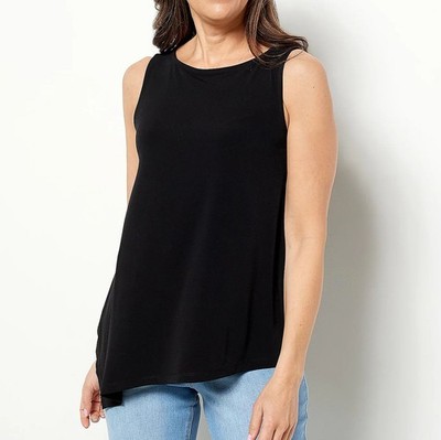 Susan Graver Modern Essentials Size 2X Petite Black Liquid Knit Tank