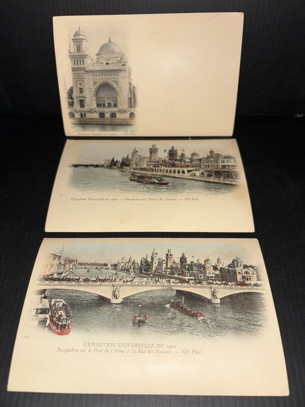 RPPC 1900 Paris Exposition Postcards Palace of Nations, Bridge, Palace of Turkey