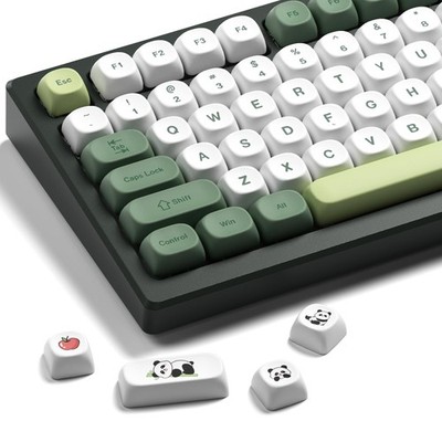 Moa Profile Matcha Panda Pbt Die Sub-Keycap Set, 143 Keys, Green & Creamy Color_