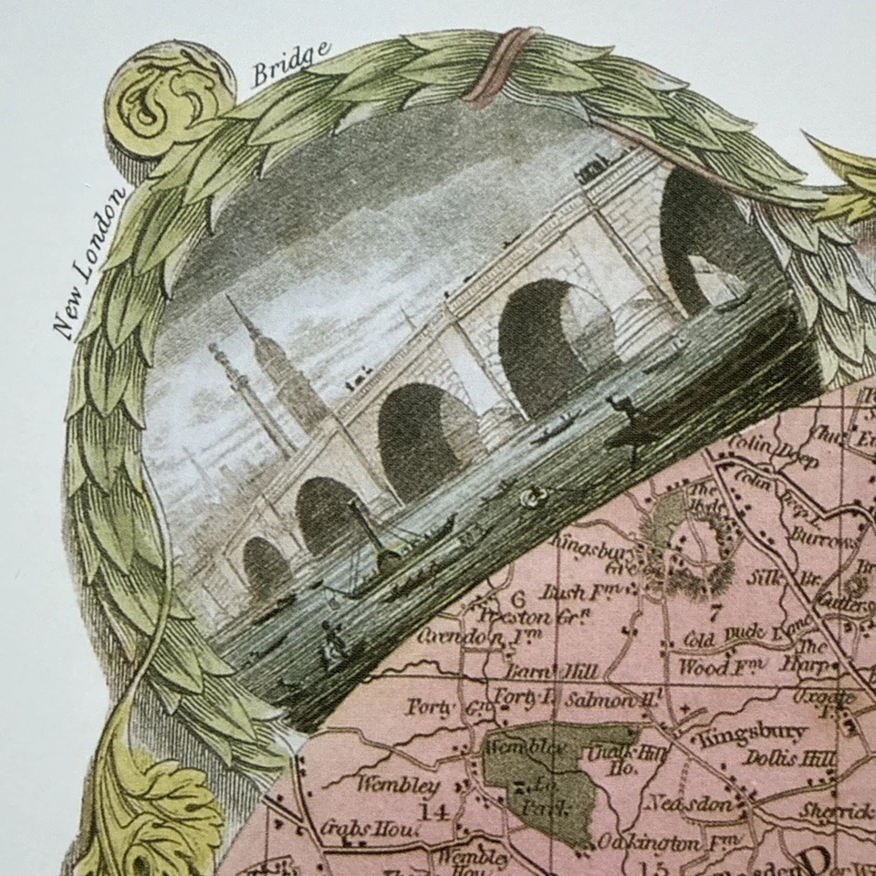 2 x Old Antique Victorian Poster maps London and Westminster Moule 1800s Reprint - Image 4 of 4