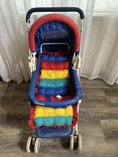 Vintage Kolcraft Baby Stroller Foldable Multi Seat Position Primary Colors 90s