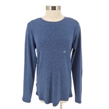 Eddie Bauer Shirt Heather Blue Long Sleeve Crew Neck Pullover Top NWT Womens XL