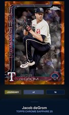 Topps Bunt Digital Jacob deGrom Chrome Sapphire 2025 Orange Base Legendary /25