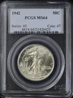 1942 WALKING LIBERTY HALF DOLLAR 50C PCGS MS64 (PQ180)