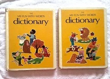 VINTAGE My-Fun-With-Words Dictionary Book One & Two (1974) FUNNY hardcover