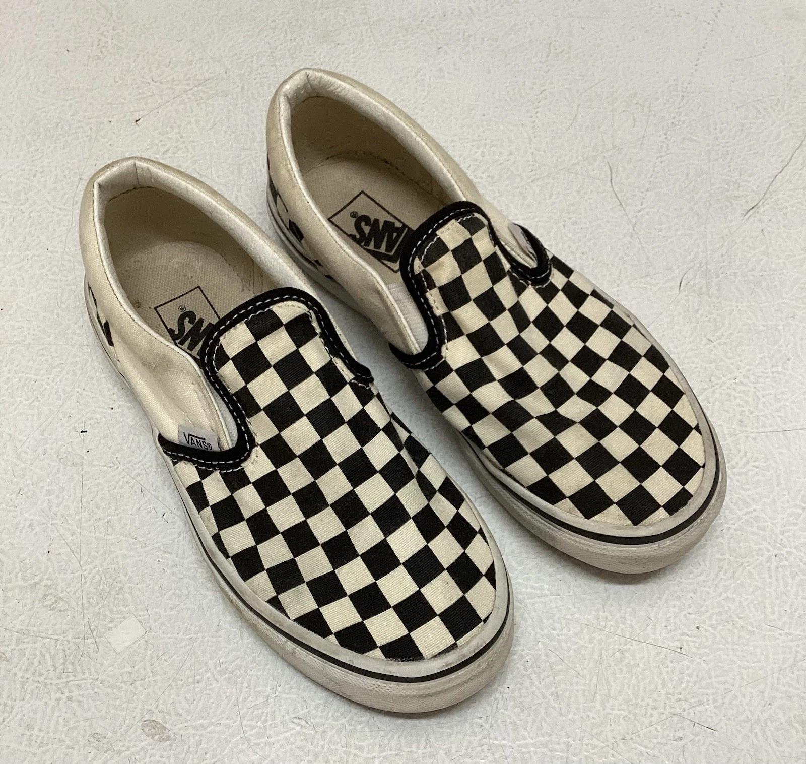 Sneakers Vans Classic Asher slip on per bambini nere a scacchiera taglia 2