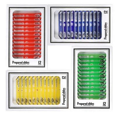 Prepared Microscope Slides, 48pcs Plastic Animals Insects Plants Flowers Sample